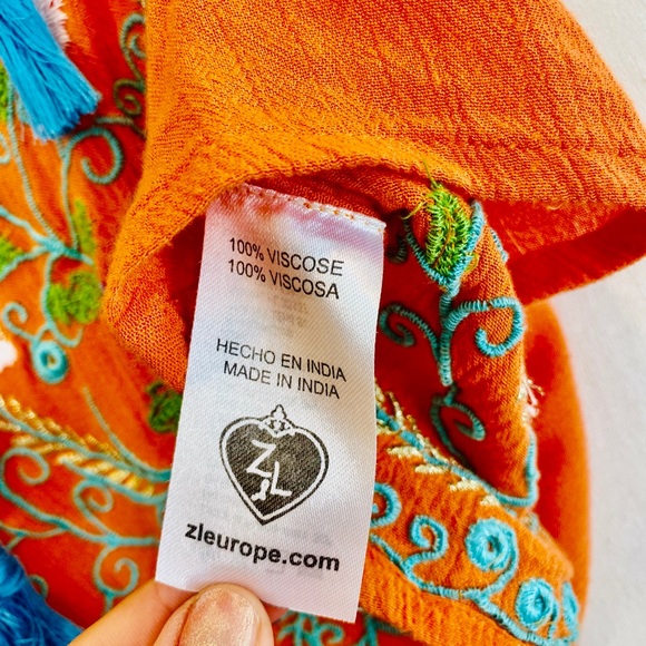 Z&L Europe beach boho shorts M orange embroidered - Picture 7 of 8